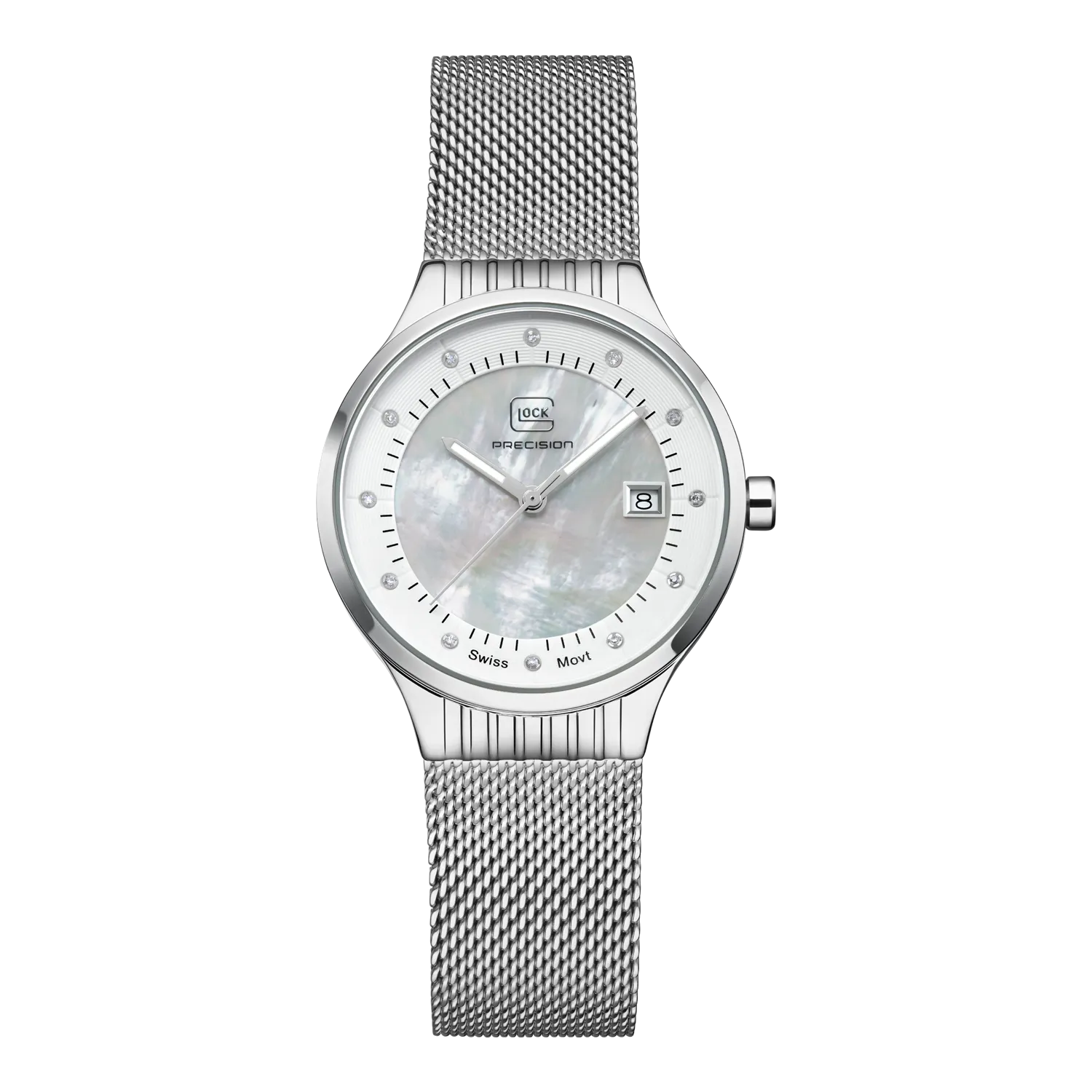 Glock Women's Stainless Steel Diamond Quartz Watch Silver/Mother of Pearl GW-28-1-18