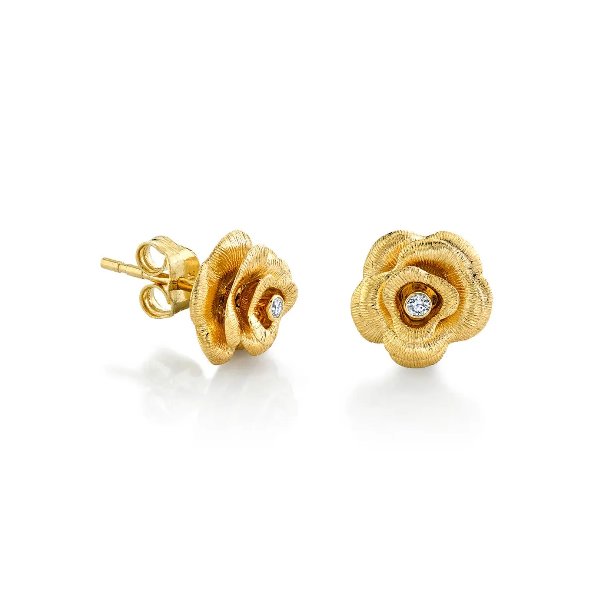 Gold & Diamond Rose Stud