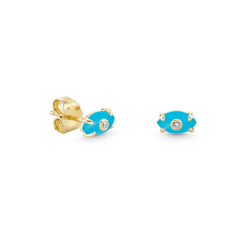 Gold & Diamond Tiny Carved Stone Eye Stud