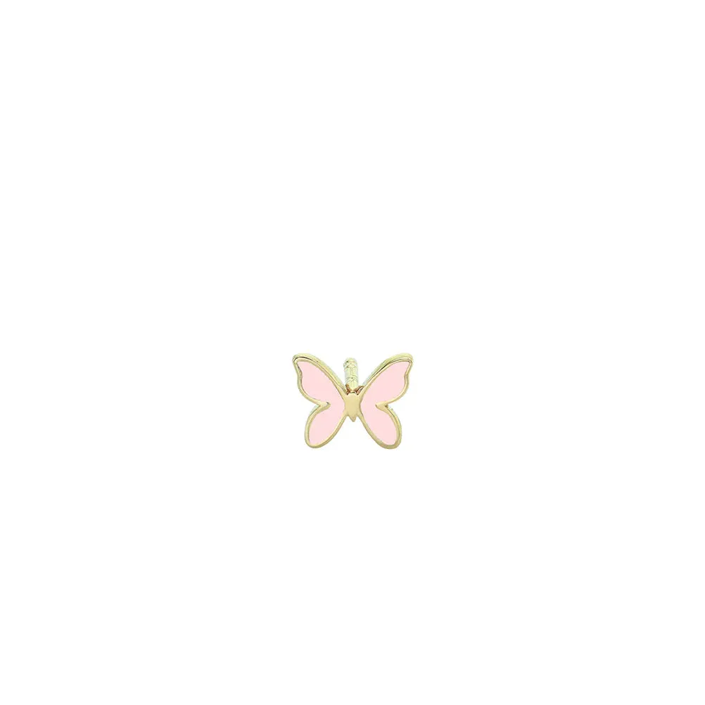 Gold & Enamel Mini Butterfly Stud