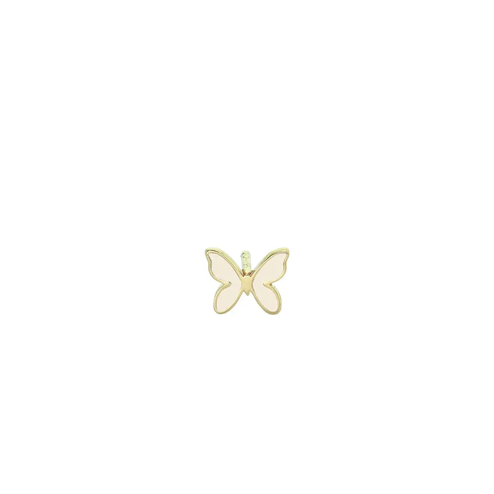 Gold & Enamel Mini Butterfly Stud