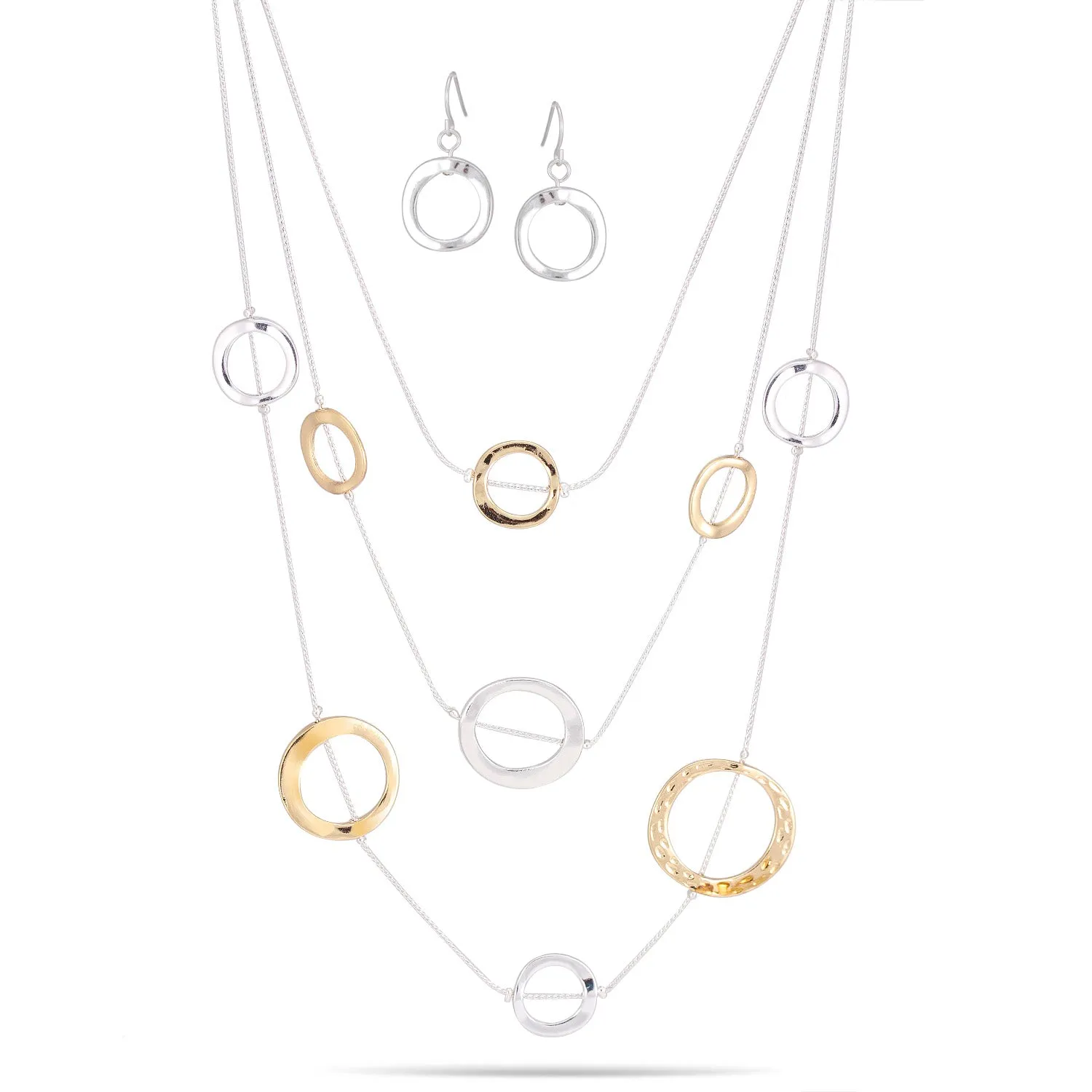 GOLD AND SILVER LINK EARRINGS AND NECKLACES #SQ3829