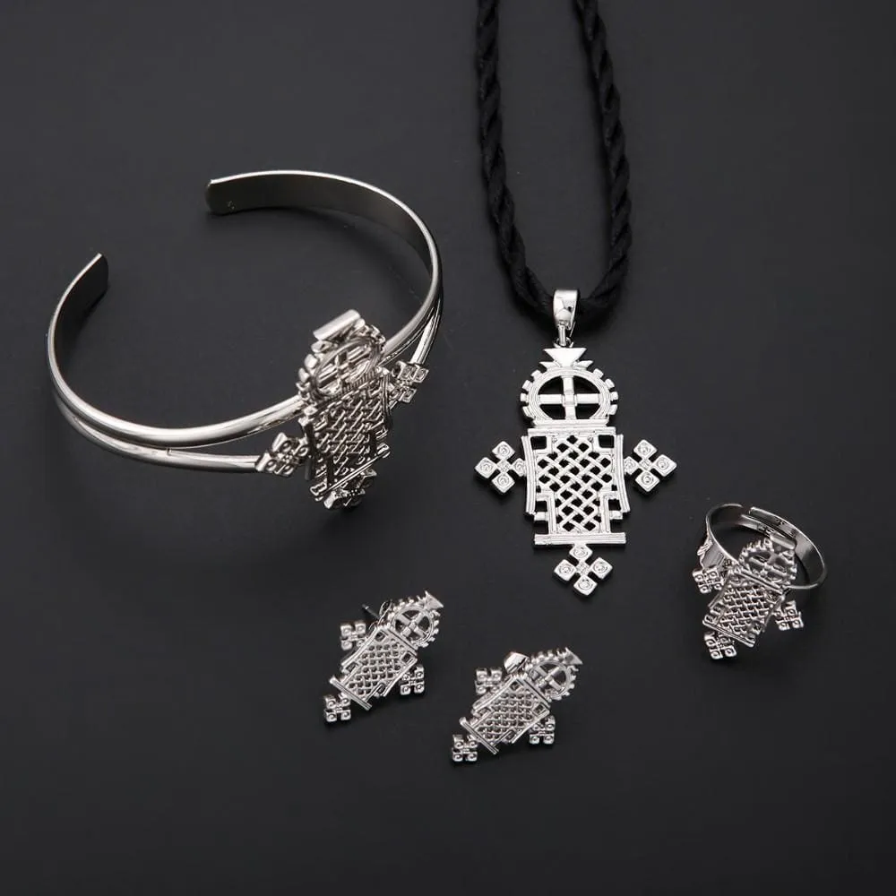 Gold And Silver Plated Ethiopian Baby Cross Jewelry Sets For Teenage Girl Women Nigeria Congo Uganda