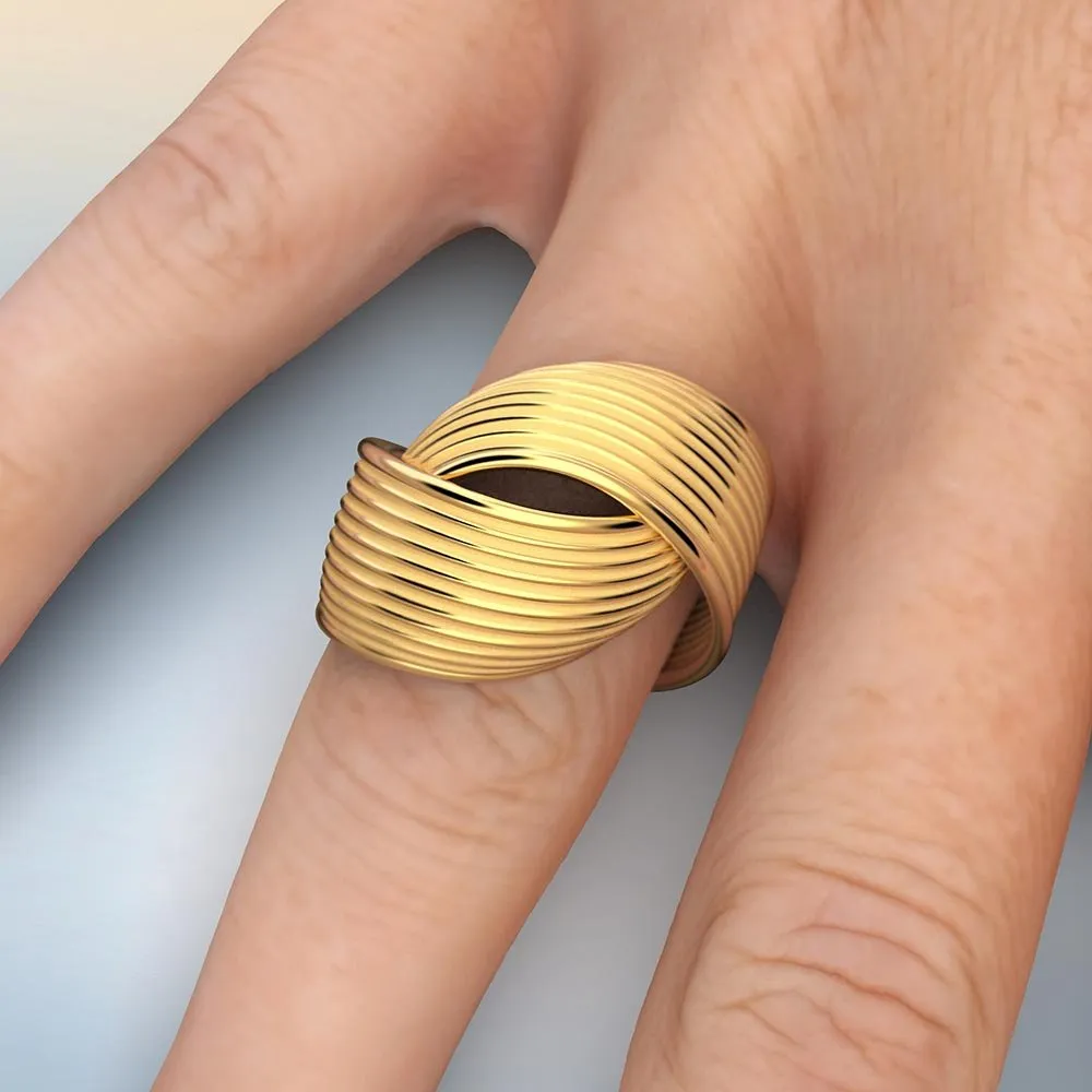 Gold Embrace Ring Modern and Classic Shape