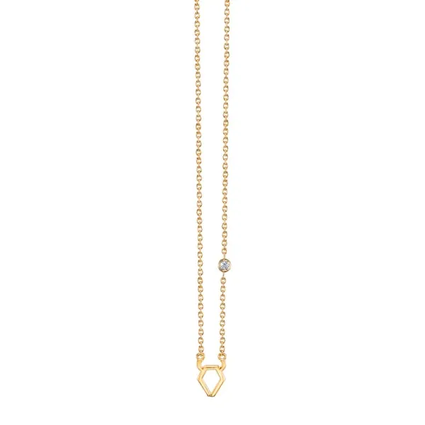 Gold Plated Sterling Silver Zodiac Necklace with Bezel Set Diamond