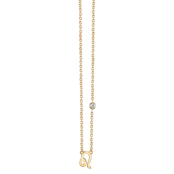 Gold Plated Sterling Silver Zodiac Necklace with Bezel Set Diamond