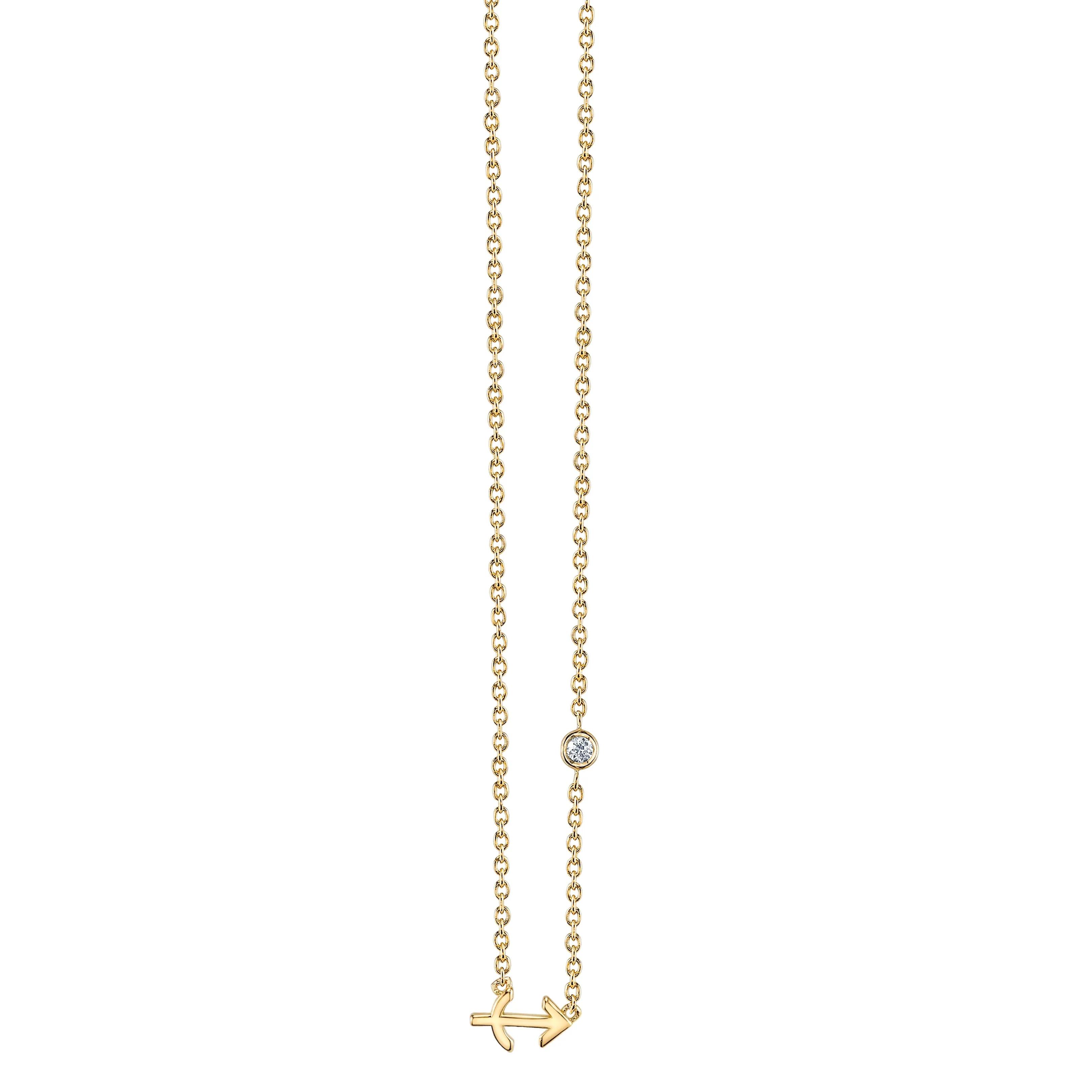 Gold Plated Sterling Silver Zodiac Necklace with Bezel Set Diamond