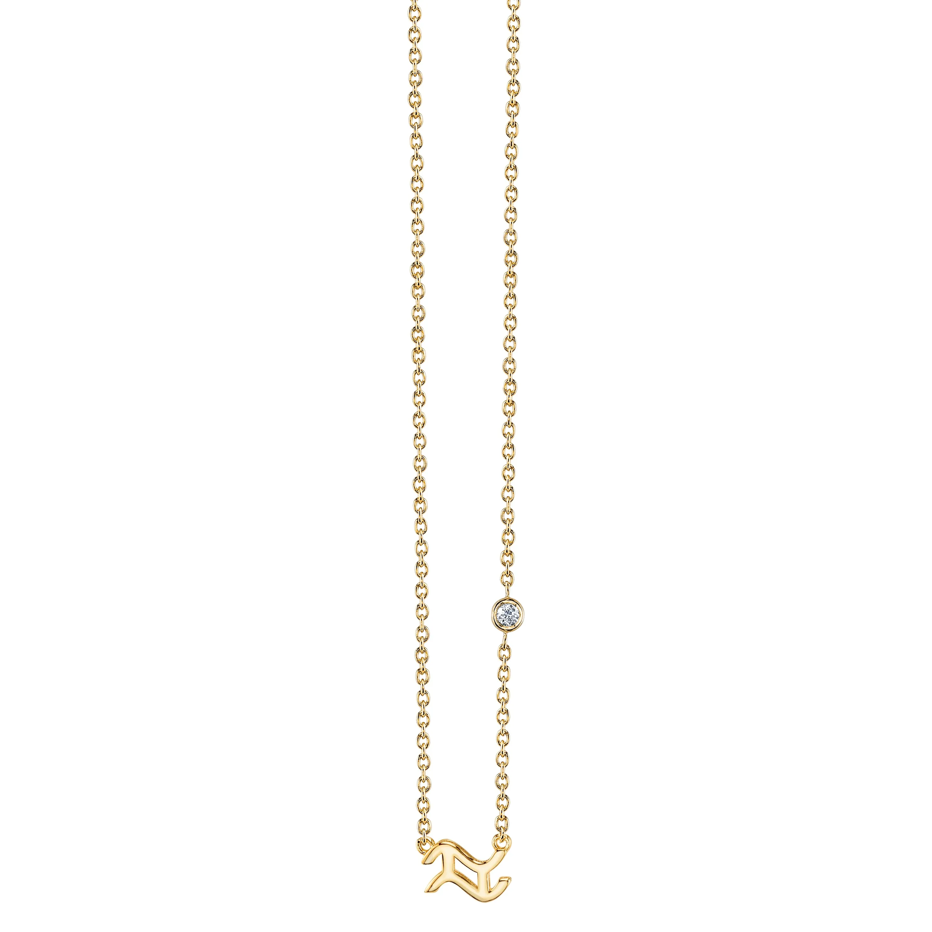 Gold Plated Sterling Silver Zodiac Necklace with Bezel Set Diamond
