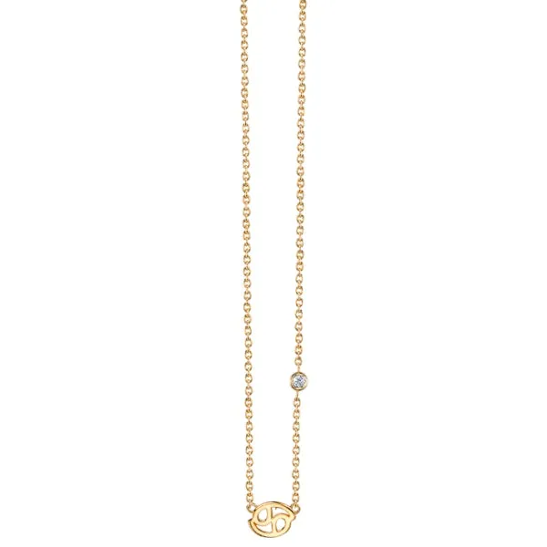 Gold Plated Sterling Silver Zodiac Necklace with Bezel Set Diamond