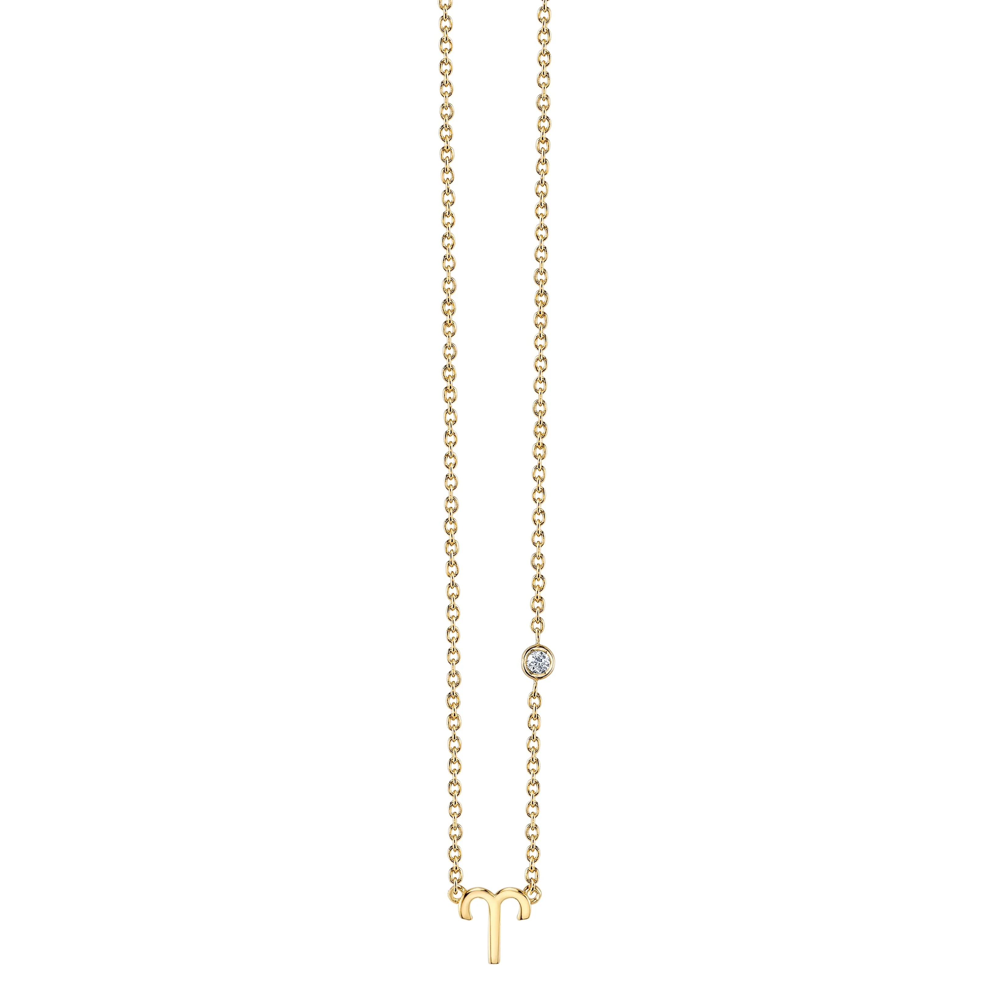 Gold Plated Sterling Silver Zodiac Necklace with Bezel Set Diamond