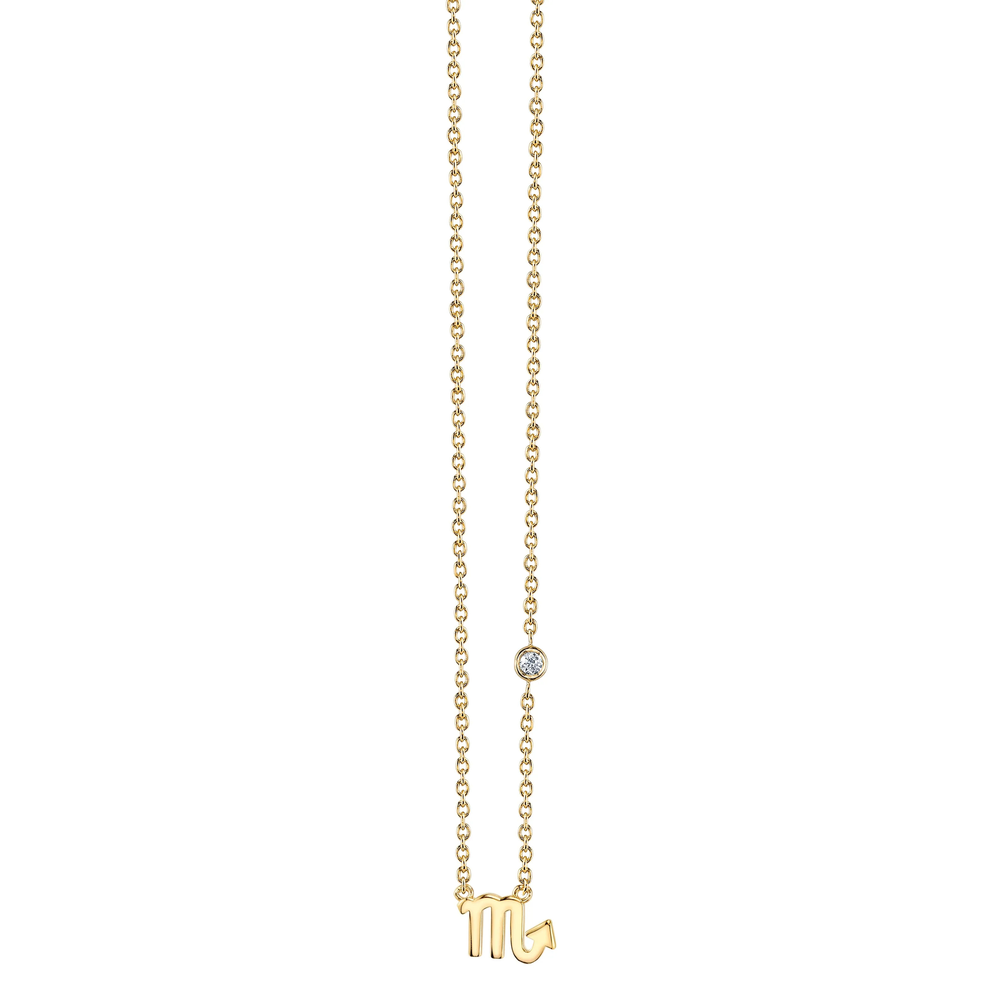 Gold Plated Sterling Silver Zodiac Necklace with Bezel Set Diamond