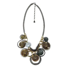GOLD SILVER AND HEMATITE CRYSTAL NECKLACES #276GD1301 (6C1)