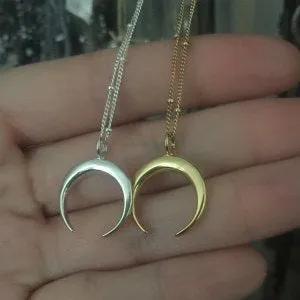 Gold Silver Celestial Crescent Moon Statement Necklace