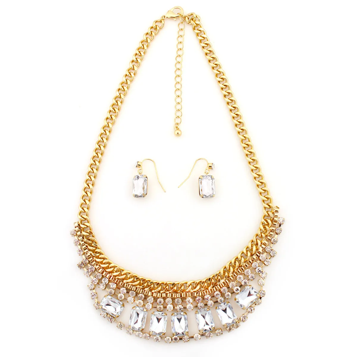 GOLD WHITE CRYSTAL  NECKLACES #FW1404651