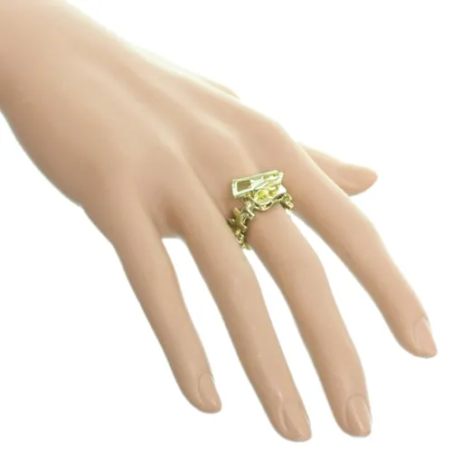 Gold Zigzag Zipper Pull Statement Ring