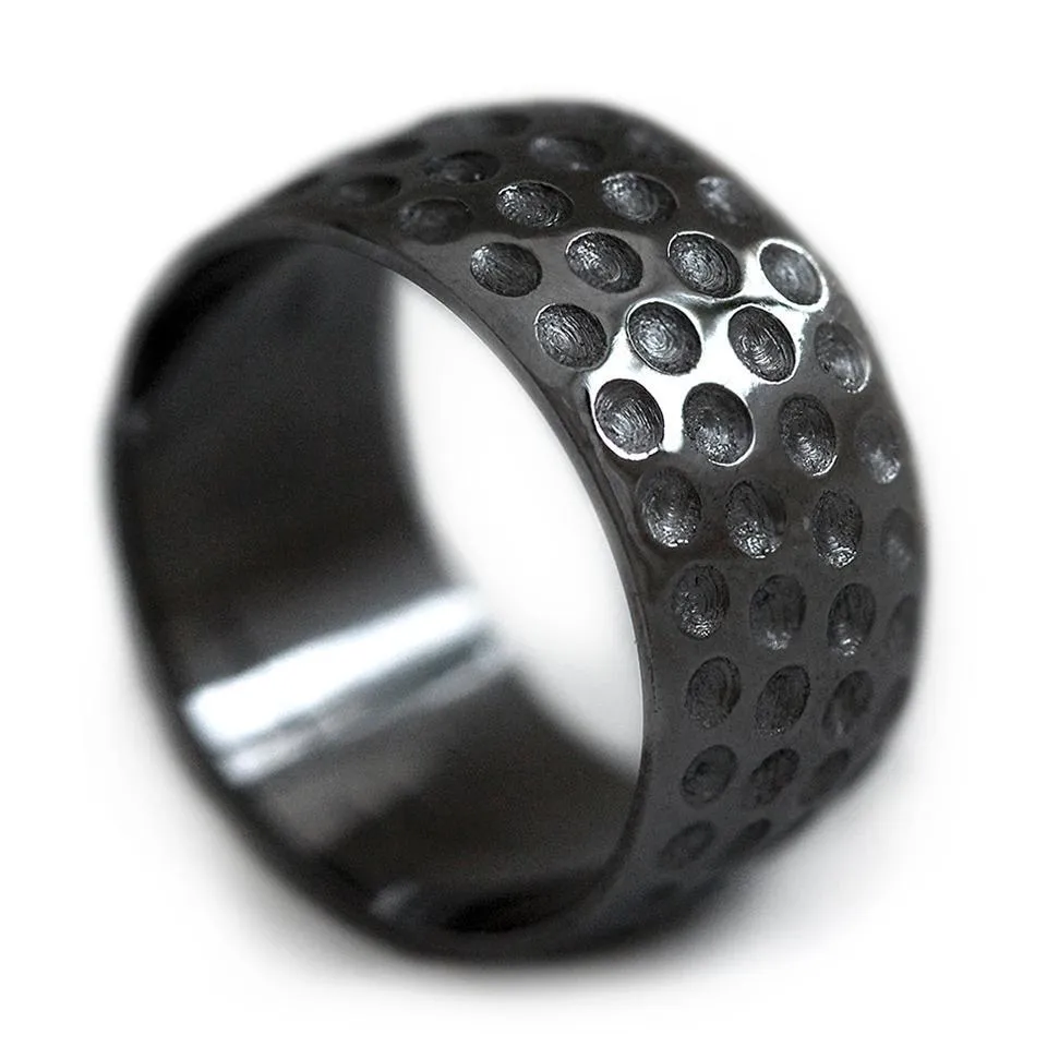 Golf ball ring- unique black wedding band