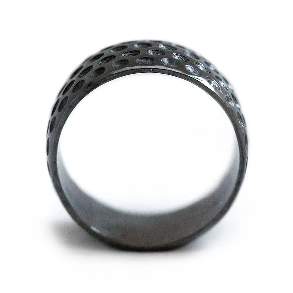 Golf ball ring- unique black wedding band