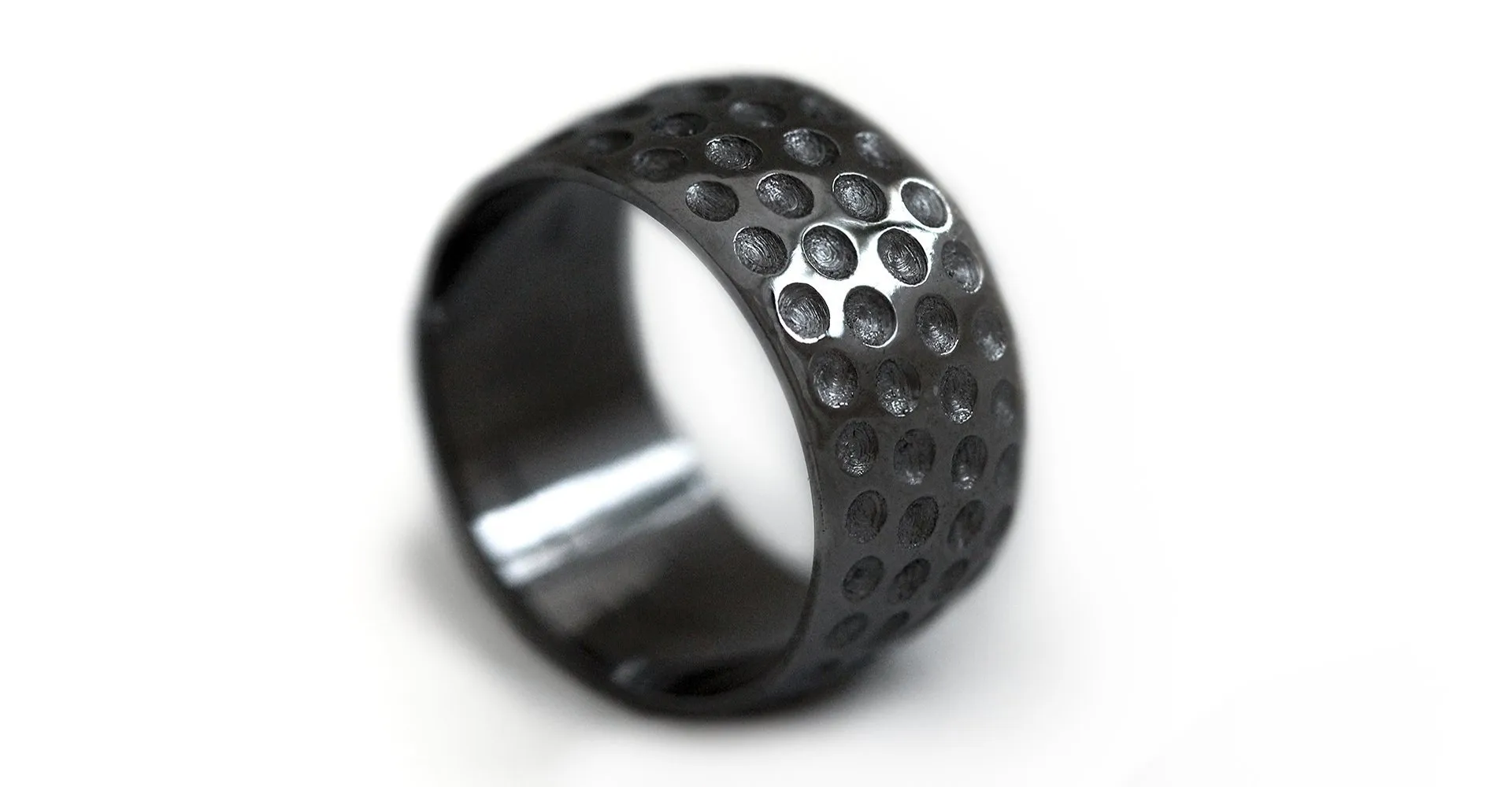Golf ball ring- unique black wedding band