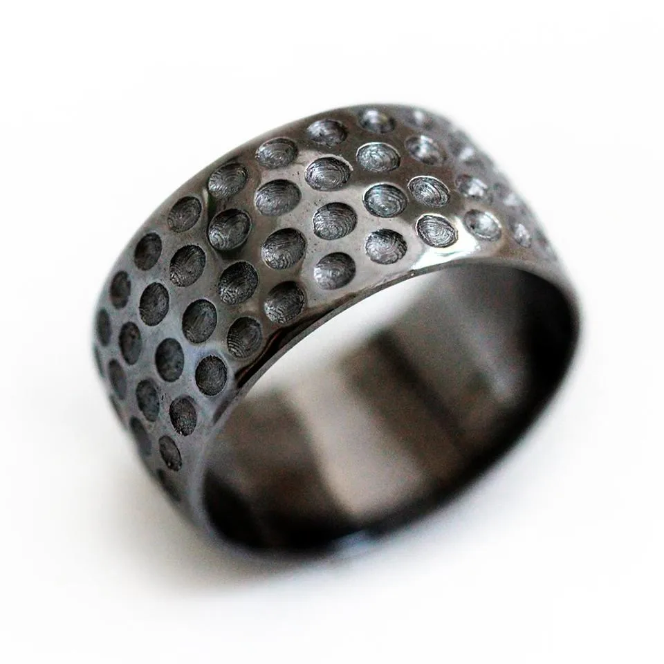 Golf ball ring- unique black wedding band