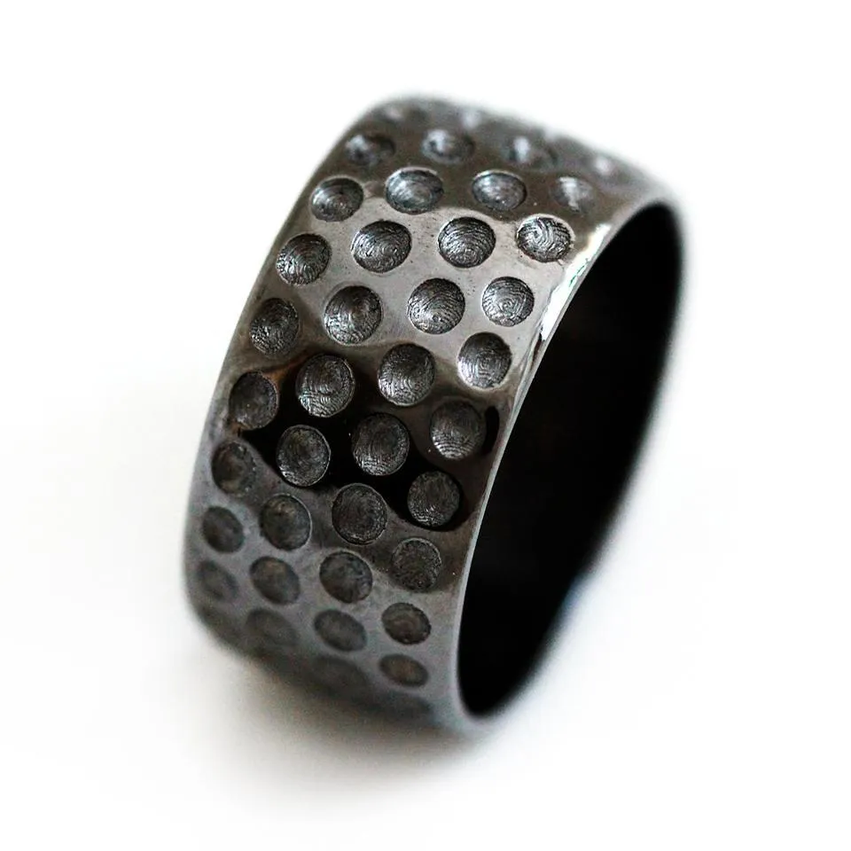 Golf ball ring- unique black wedding band