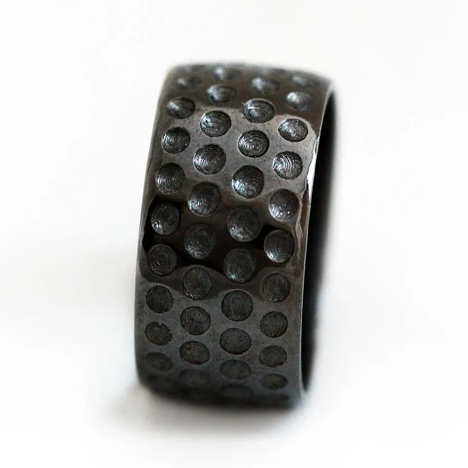 Golf ball ring- unique black wedding band