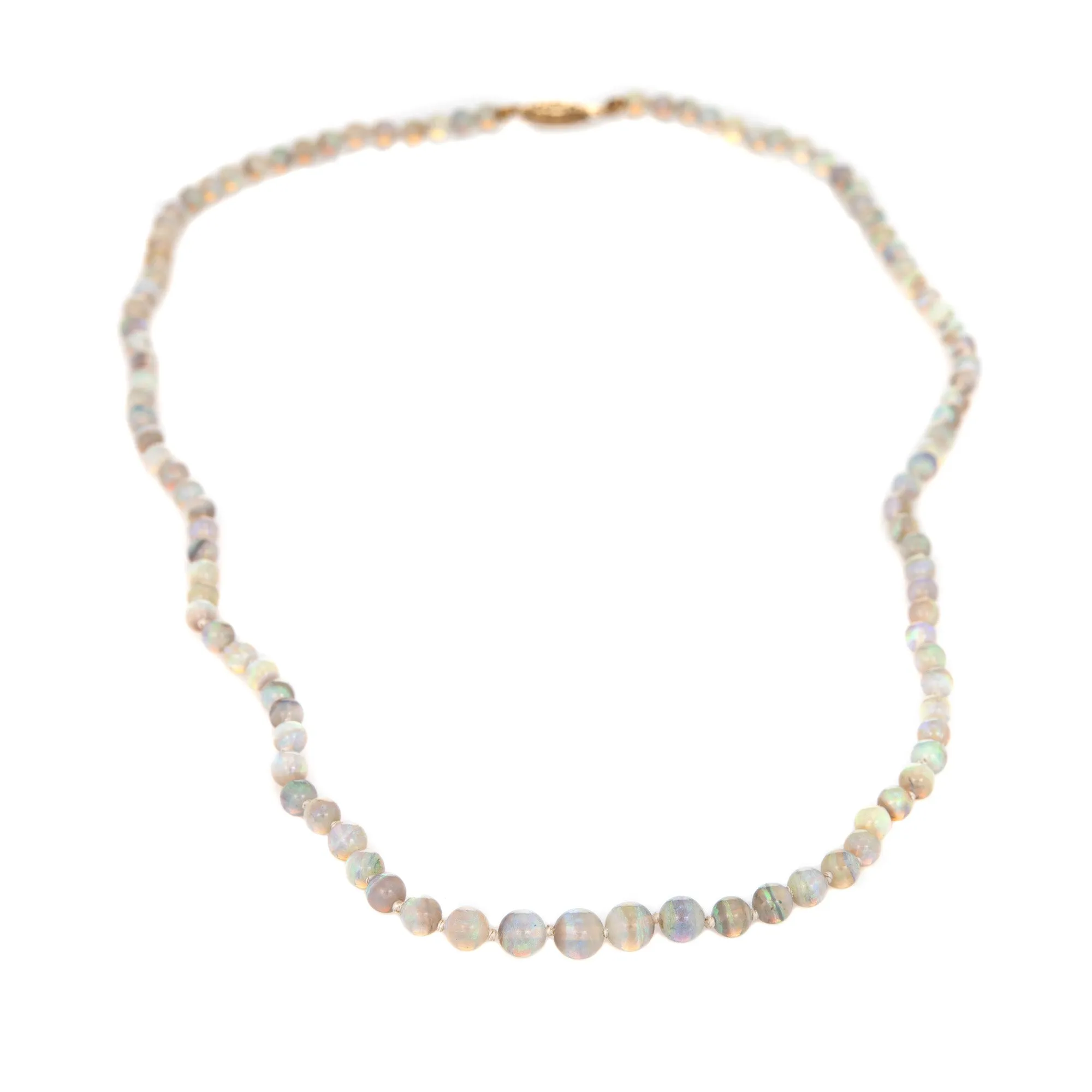 Graduated Natural Opal Bead Necklace 20" Vintage Fine Jewelry 3.5mm to 6mm