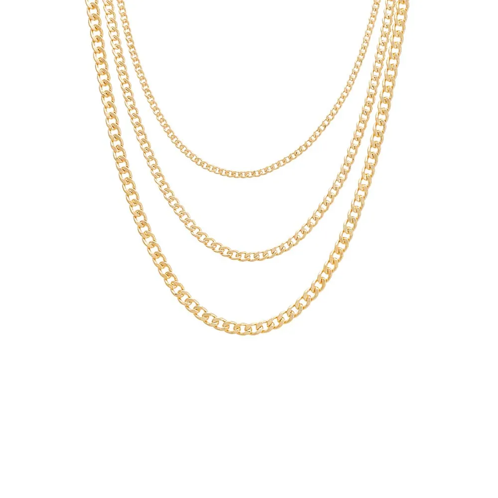 Graduated Triple Cuban Chain Necklace
