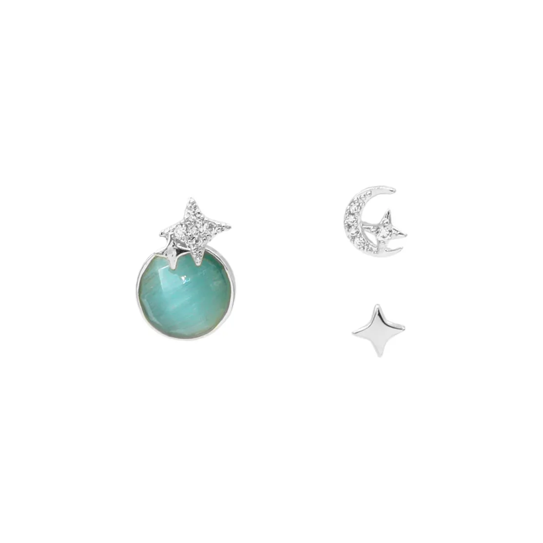 Green Charm Earrings Set