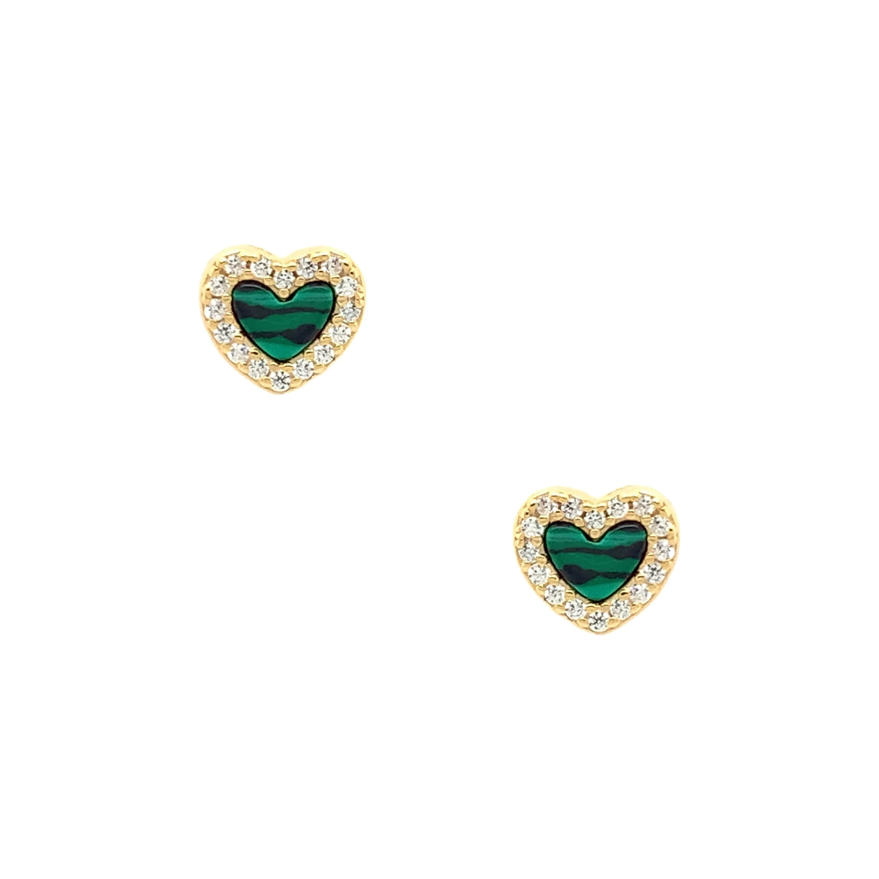Green Heart Stud Earrings