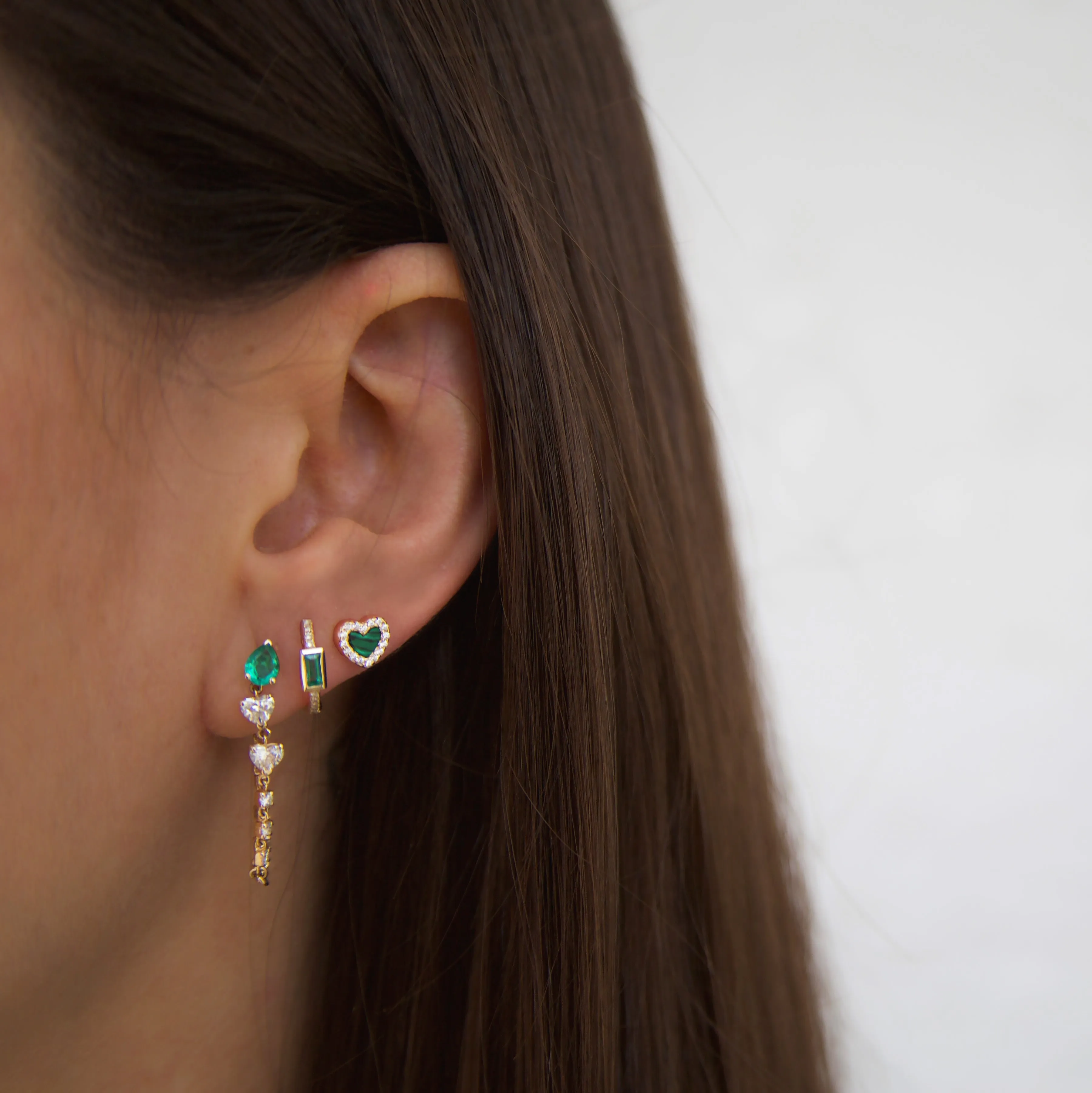 Green Heart Stud Earrings