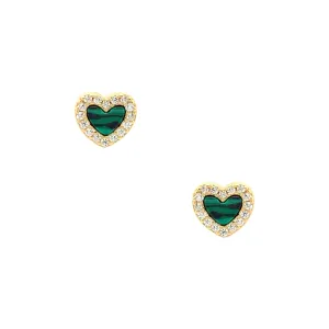 Green Heart Stud Earrings