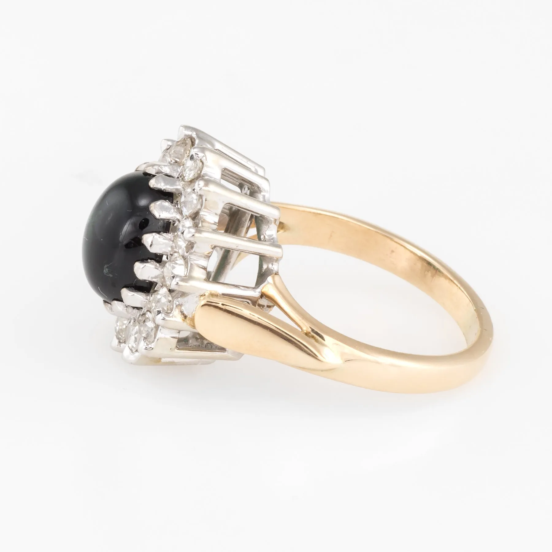 Green Tourmaline Diamond Princess Cocktail Ring Vintage 14k Yellow Gold Estate