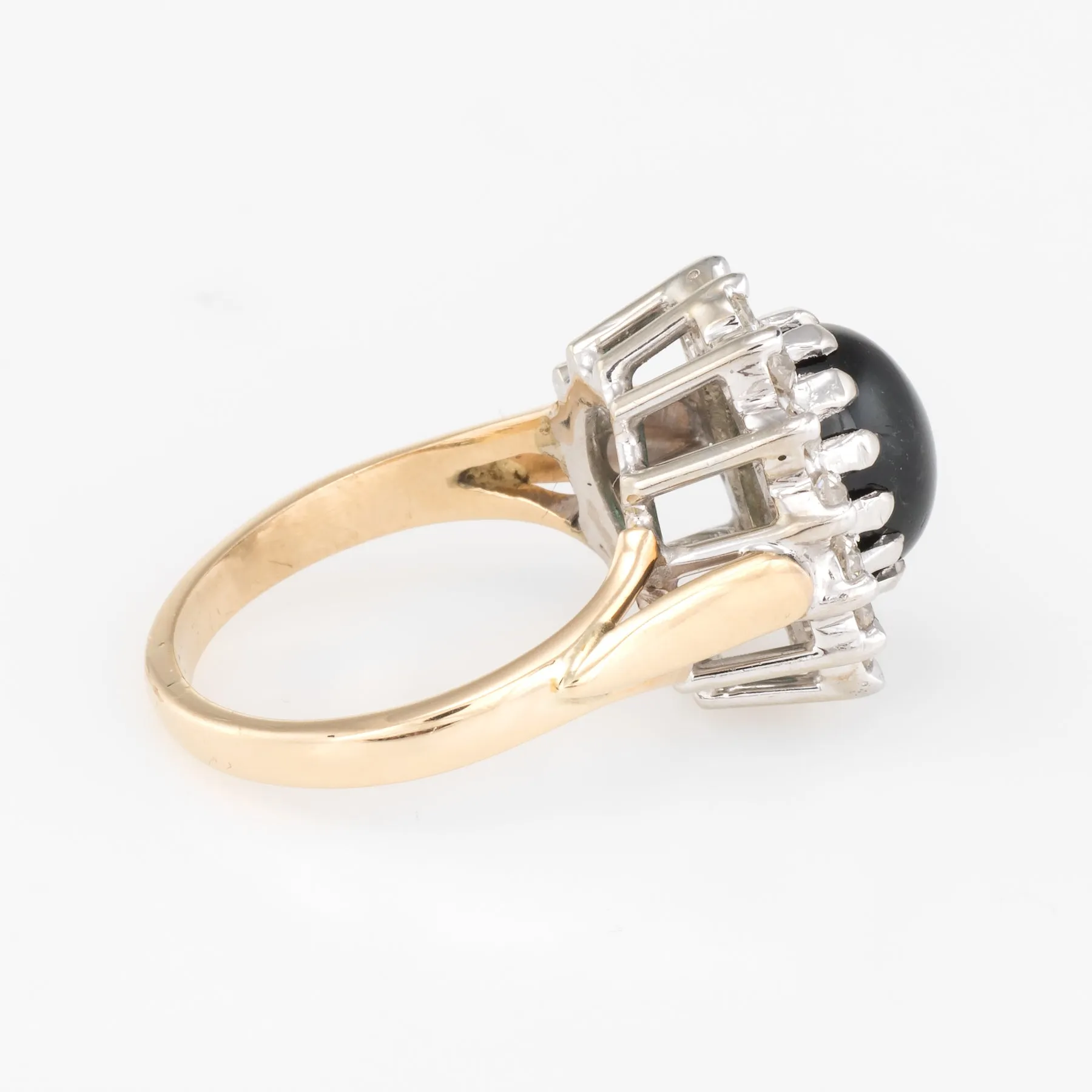 Green Tourmaline Diamond Princess Cocktail Ring Vintage 14k Yellow Gold Estate