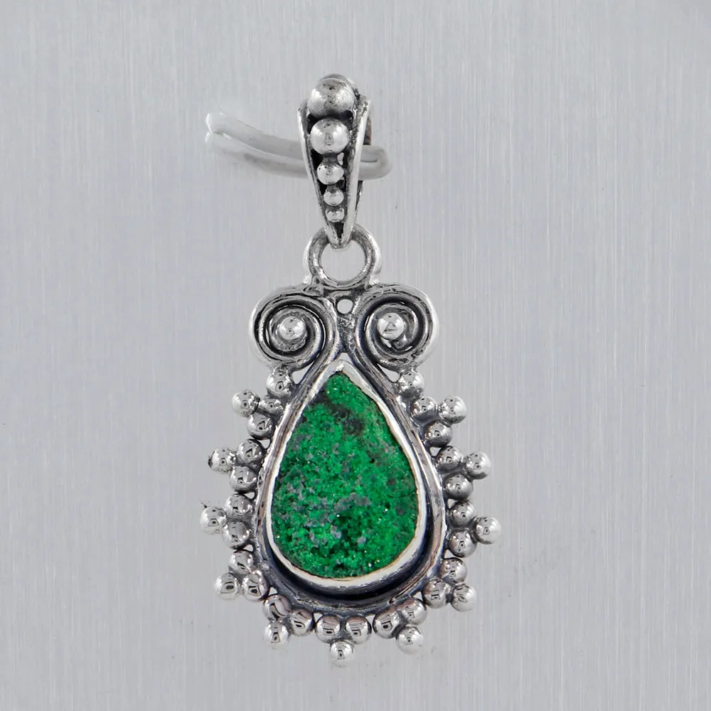 Green Uvarovite Silver Pendant
