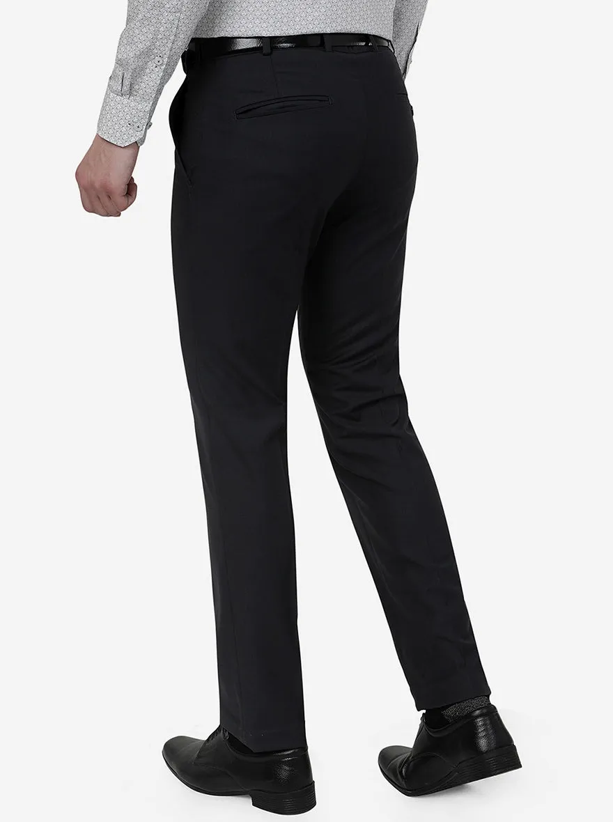Grey Solid Slim Fit Formal Trouser | Metal