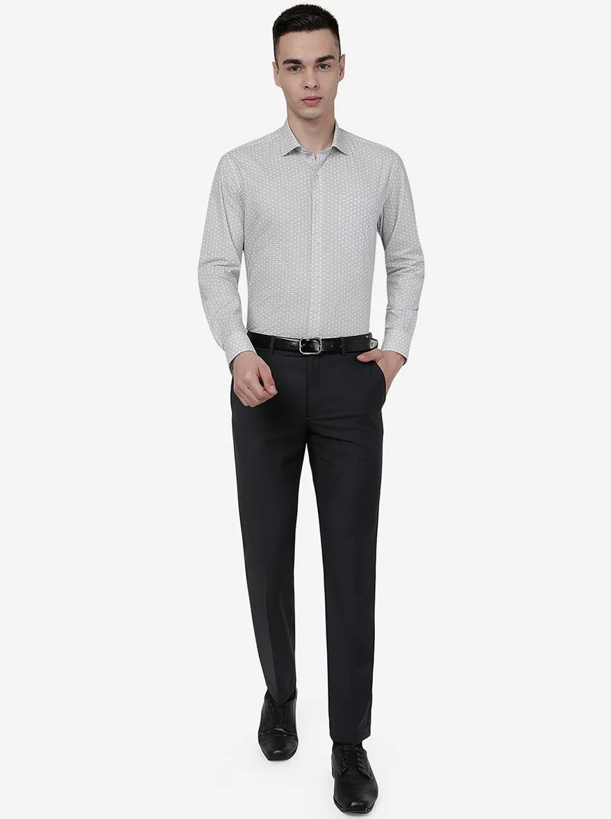 Grey Solid Slim Fit Formal Trouser | Metal