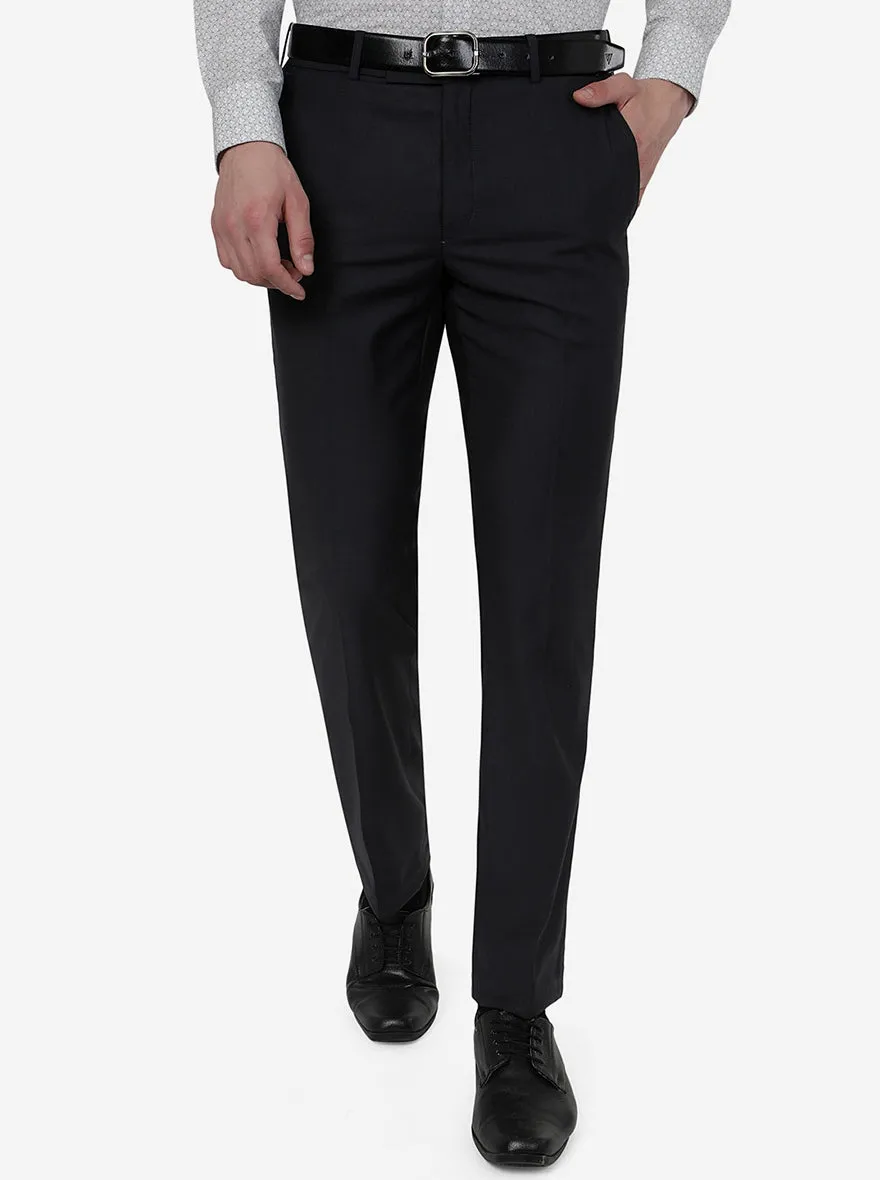 Grey Solid Slim Fit Formal Trouser | Metal