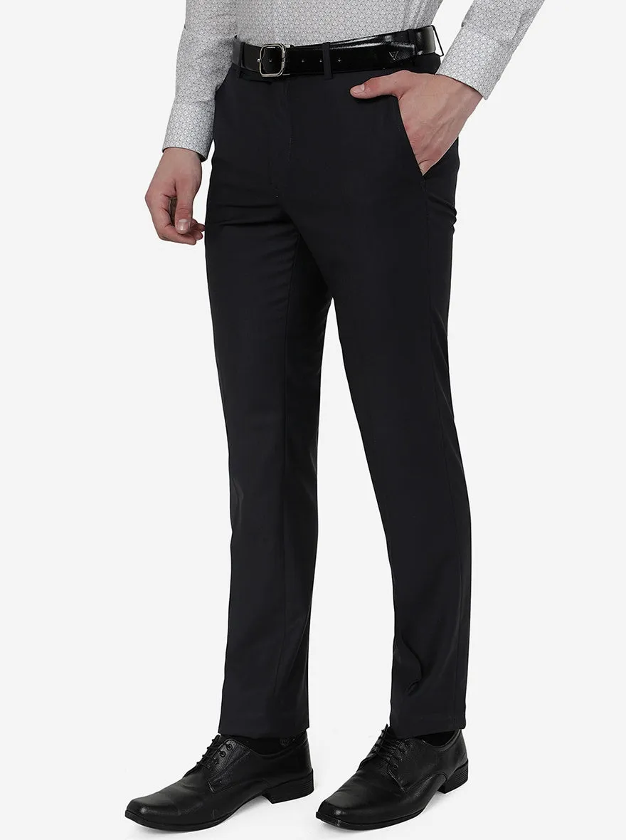 Grey Solid Slim Fit Formal Trouser | Metal
