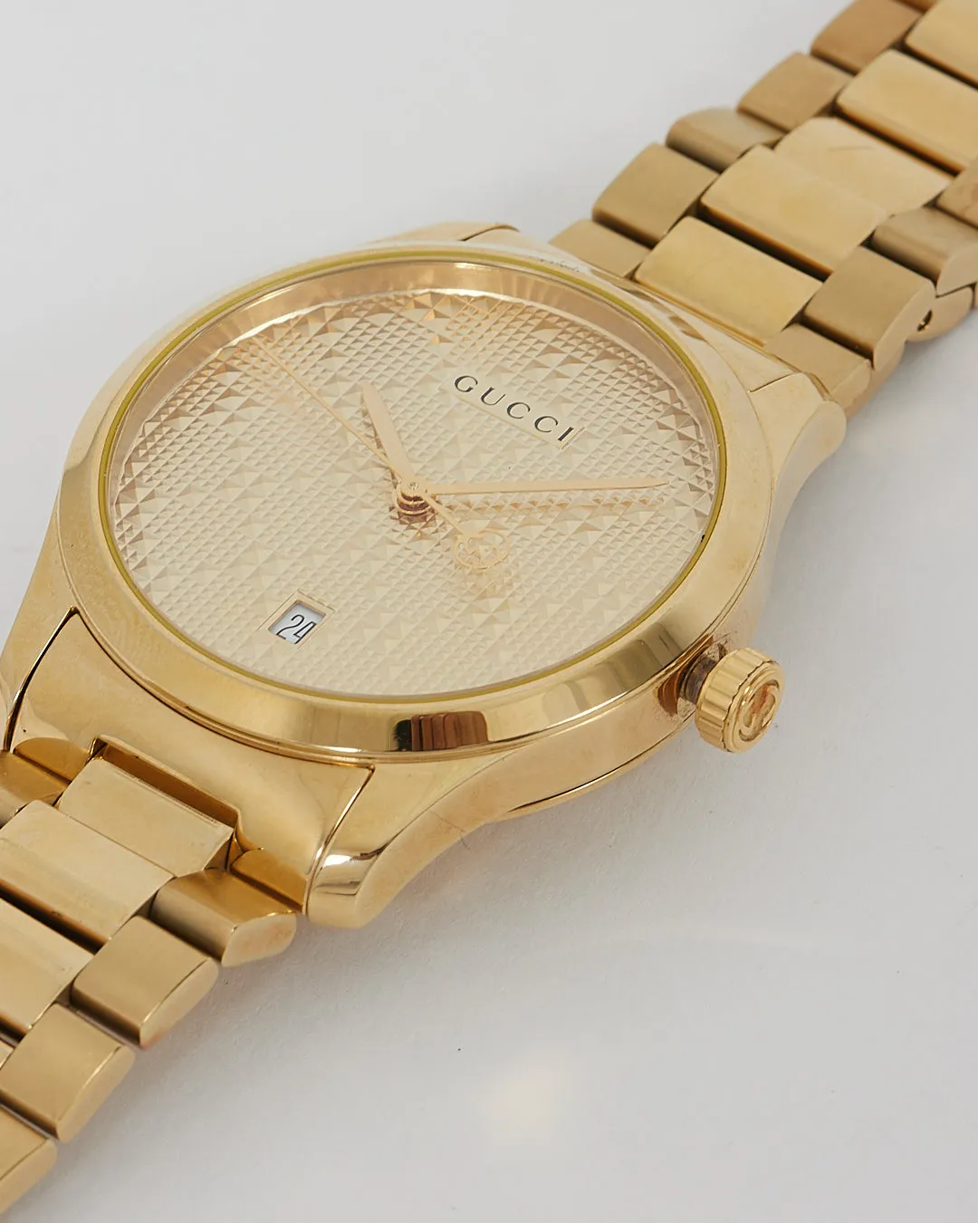 Gucci Gold Stainless Steel Diamante Dial 38mm Watch