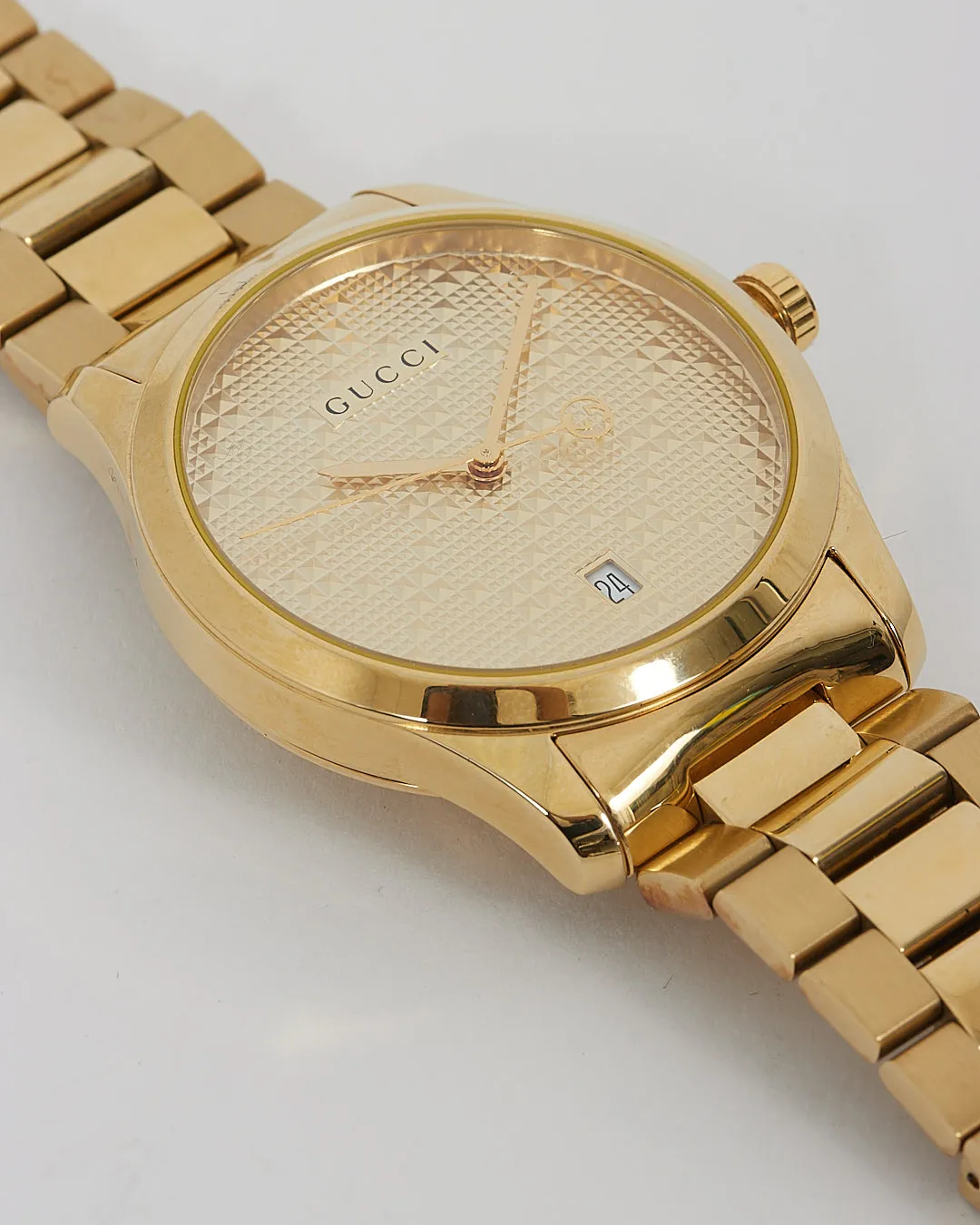 Gucci Gold Stainless Steel Diamante Dial 38mm Watch