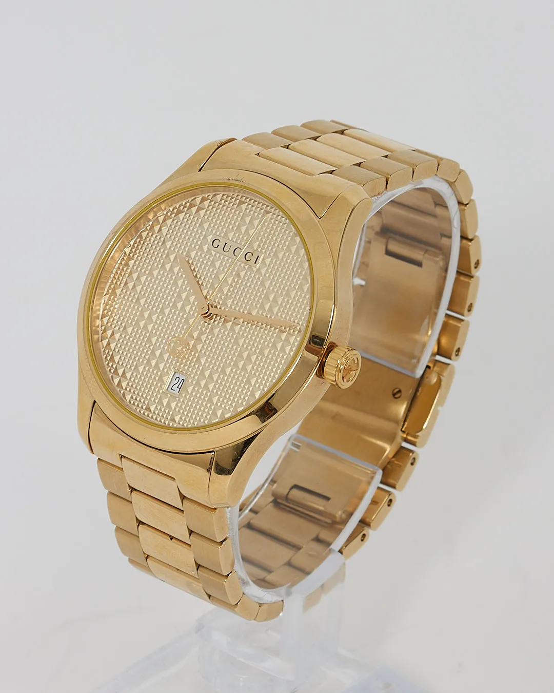 Gucci Gold Stainless Steel Diamante Dial 38mm Watch