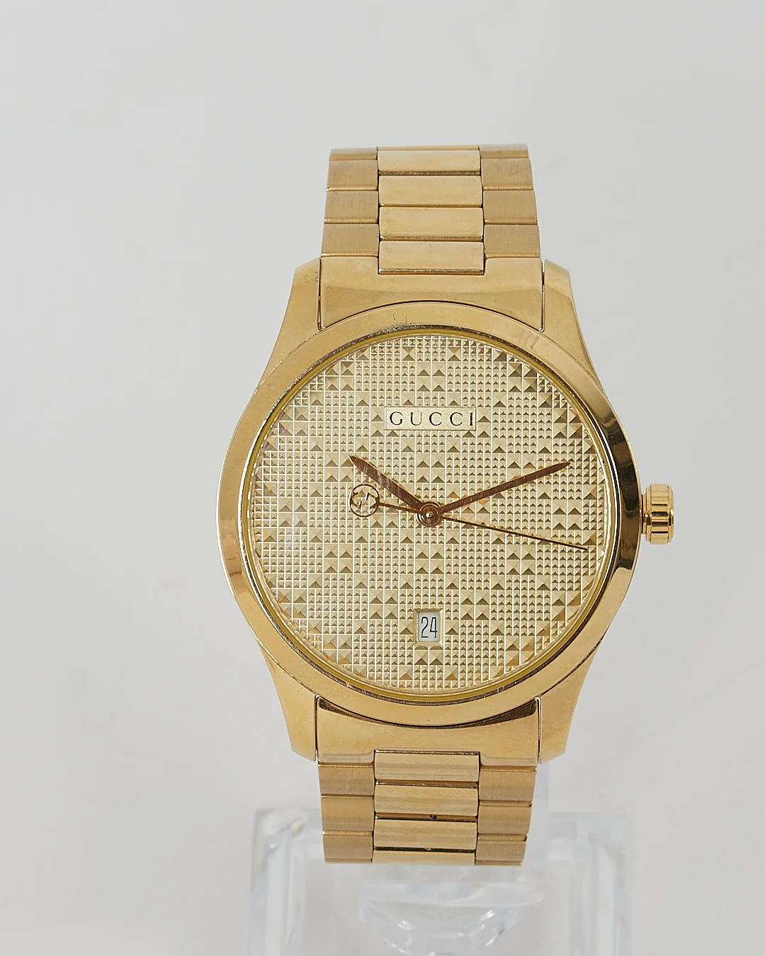 Gucci Gold Stainless Steel Diamante Dial 38mm Watch