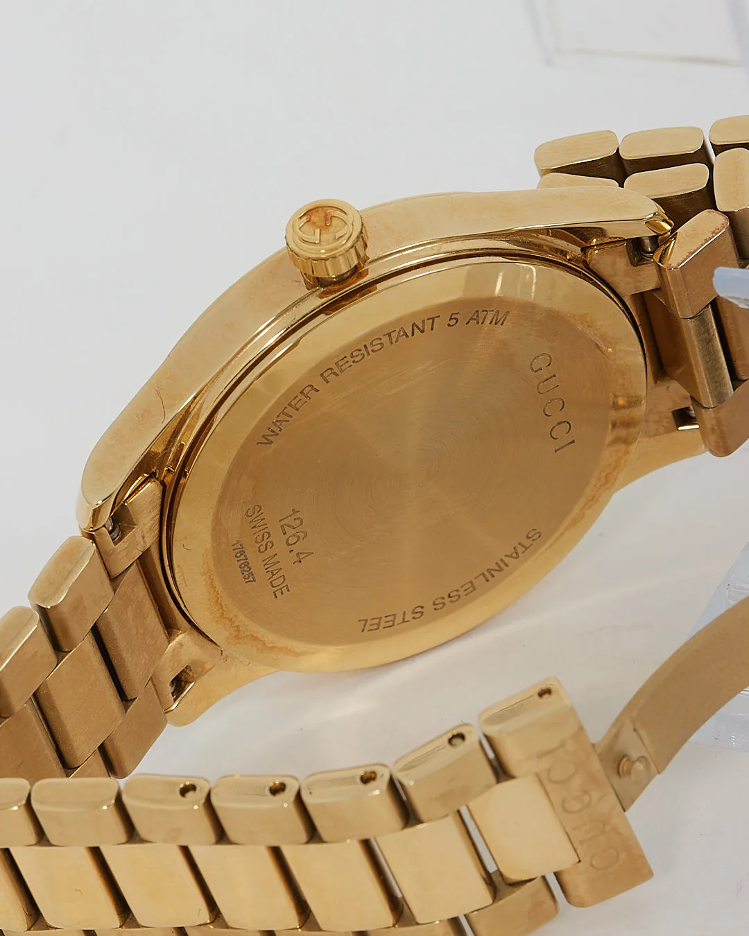 Gucci Gold Stainless Steel Diamante Dial 38mm Watch