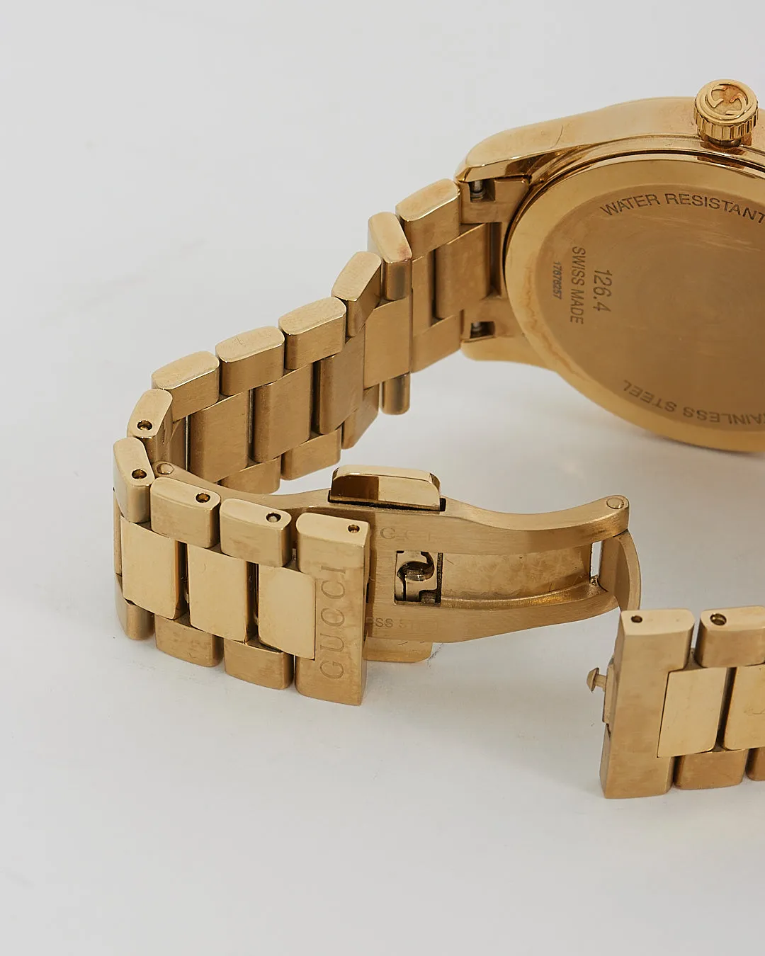 Gucci Gold Stainless Steel Diamante Dial 38mm Watch