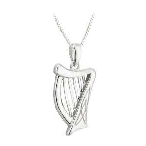 Hallmarked Sterling Silver Celtic Harp necklace