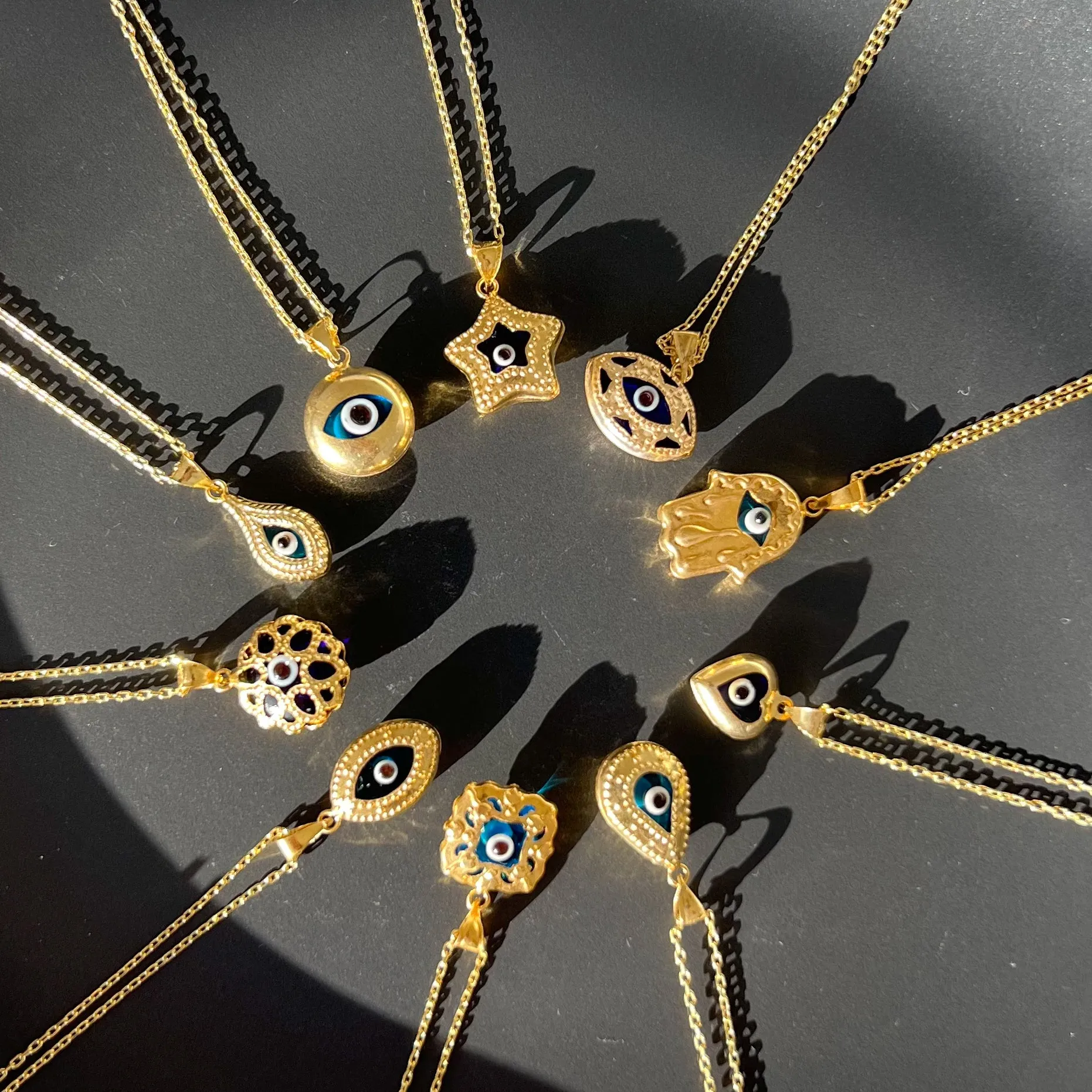 Hamsa Hand Silver Necklace, Gold Plated Silver Necklace