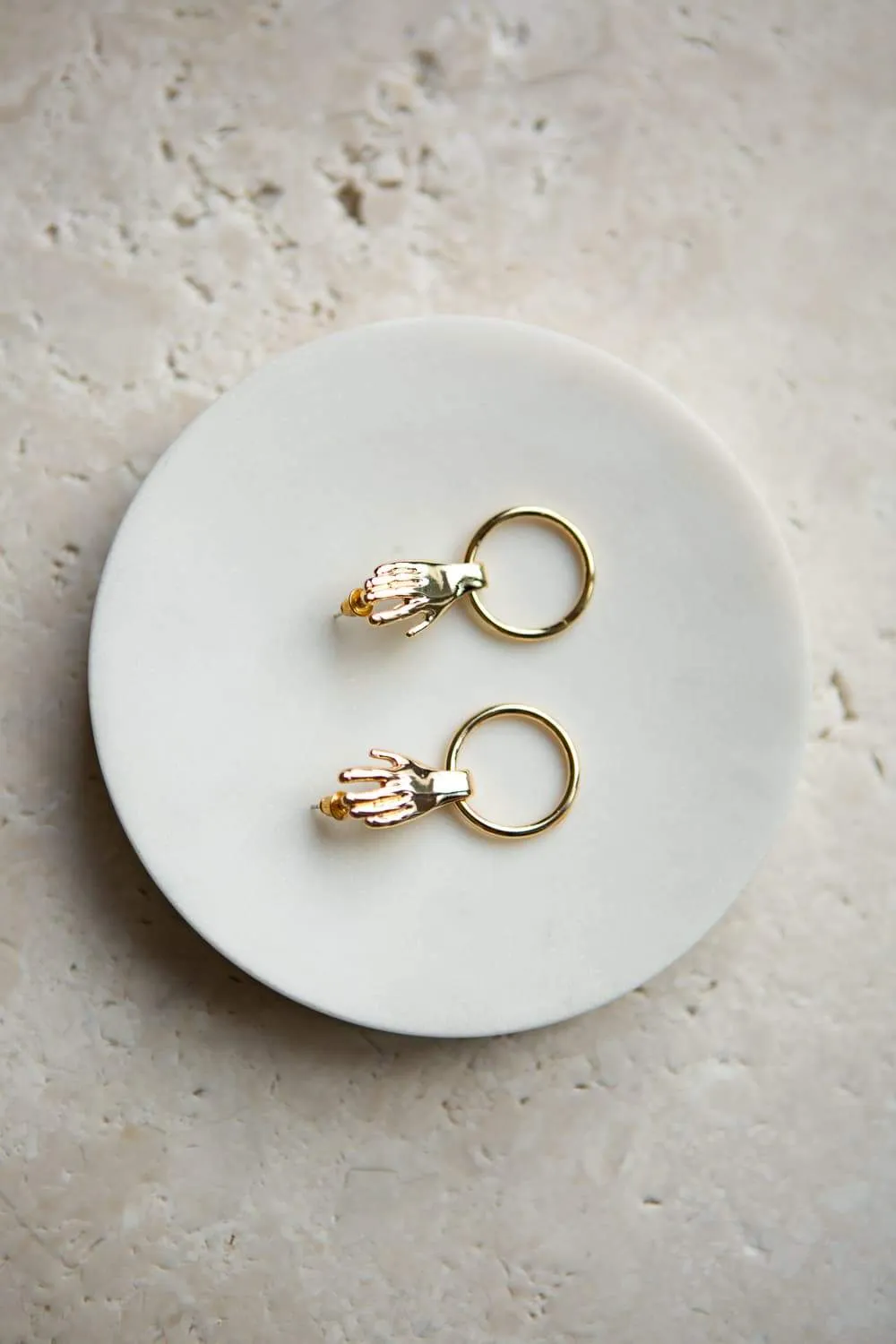 Hand Hoop Stud Earrings