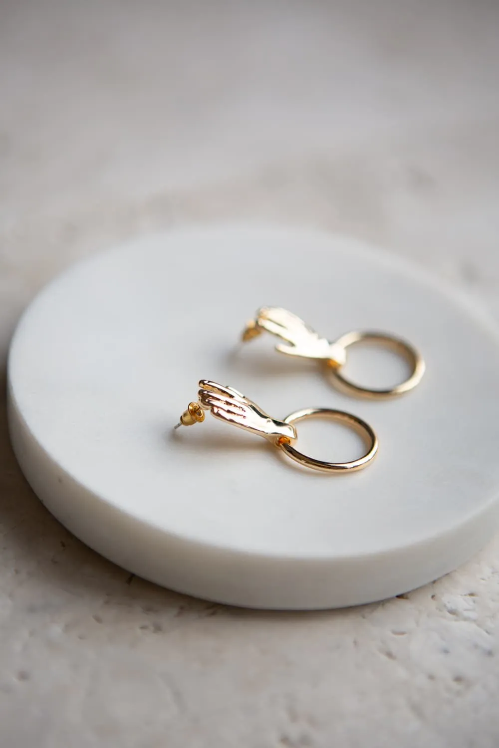 Hand Hoop Stud Earrings