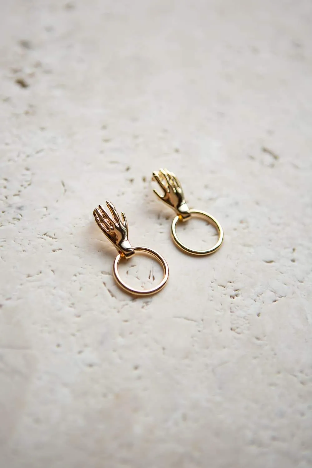 Hand Hoop Stud Earrings