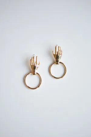 Hand Hoop Stud Earrings
